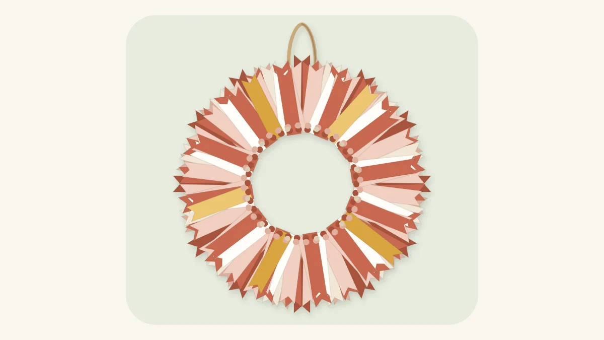 Fluffy tied ribbon wreath in terracotta, blush and cream with a twine hanging loop